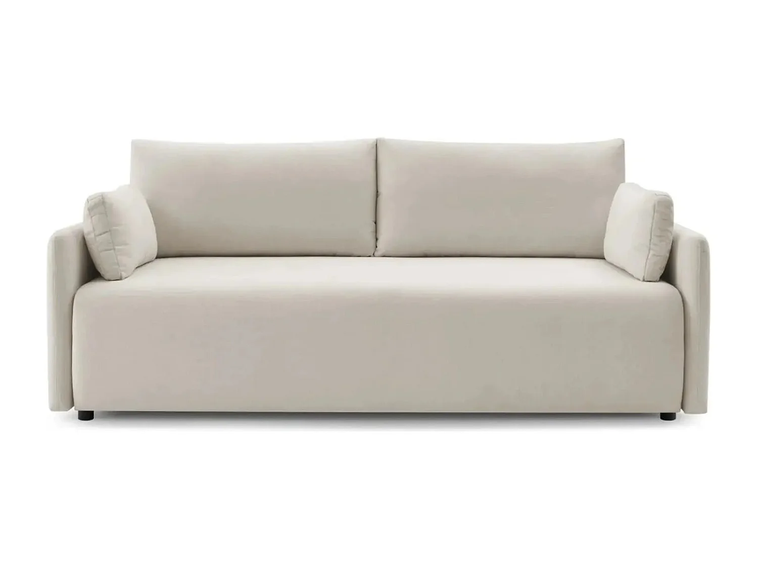 AXELLE - Canapé droit convertible tissu lisse 2 places - Beige