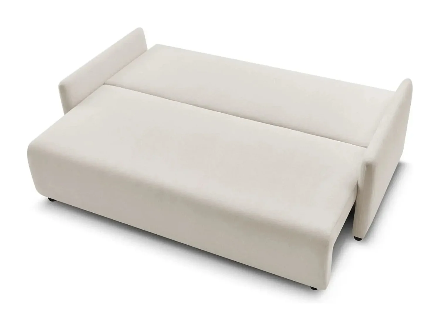 AXELLE - Canapé droit convertible tissu lisse 2 places - Beige