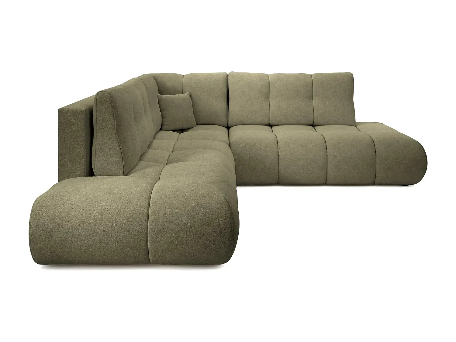 CONSTANCE L - Canapé d'angle convertible tissu chenille 4 places - Vert - Gauche