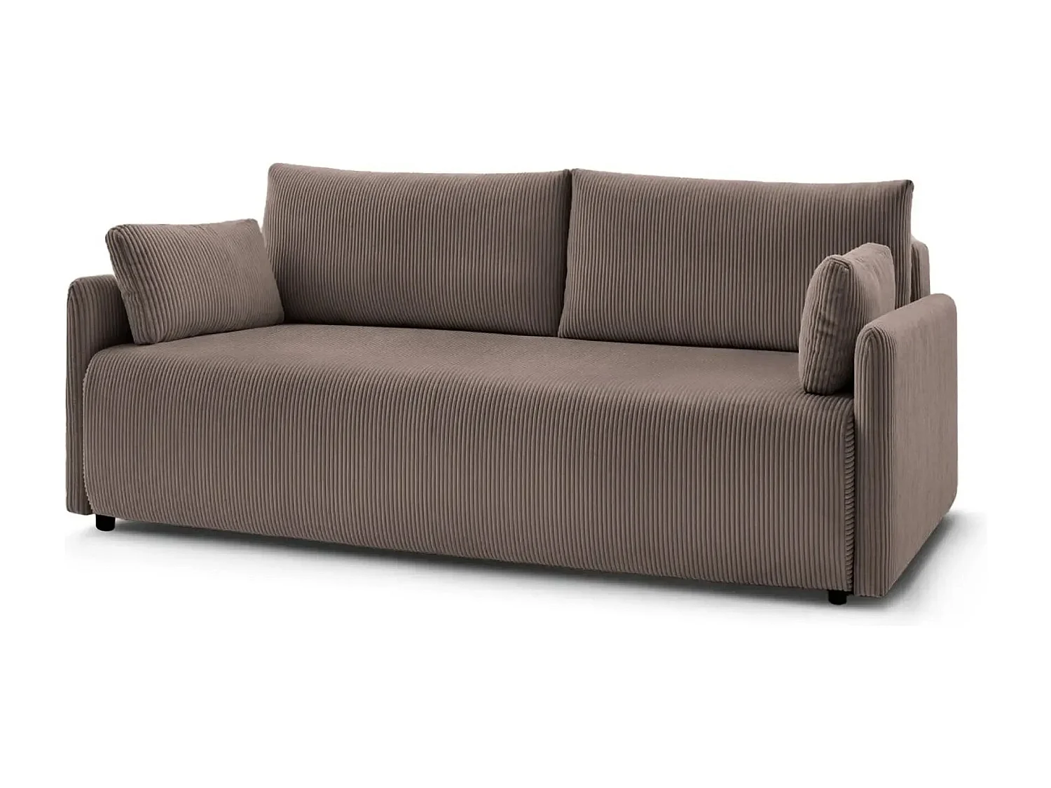 AXELLE - Canapé droit convertible velours côtelé - Café clair
