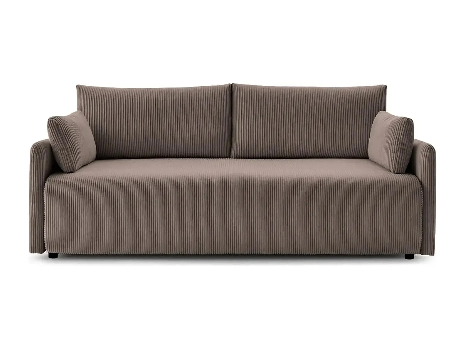 AXELLE - Canapé droit convertible velours côtelé 2 places - Café clair