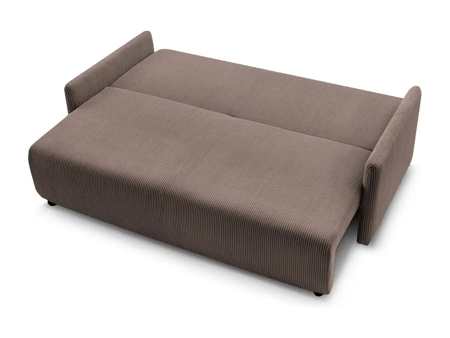 AXELLE - Canapé droit convertible velours côtelé 2 places - Café clair