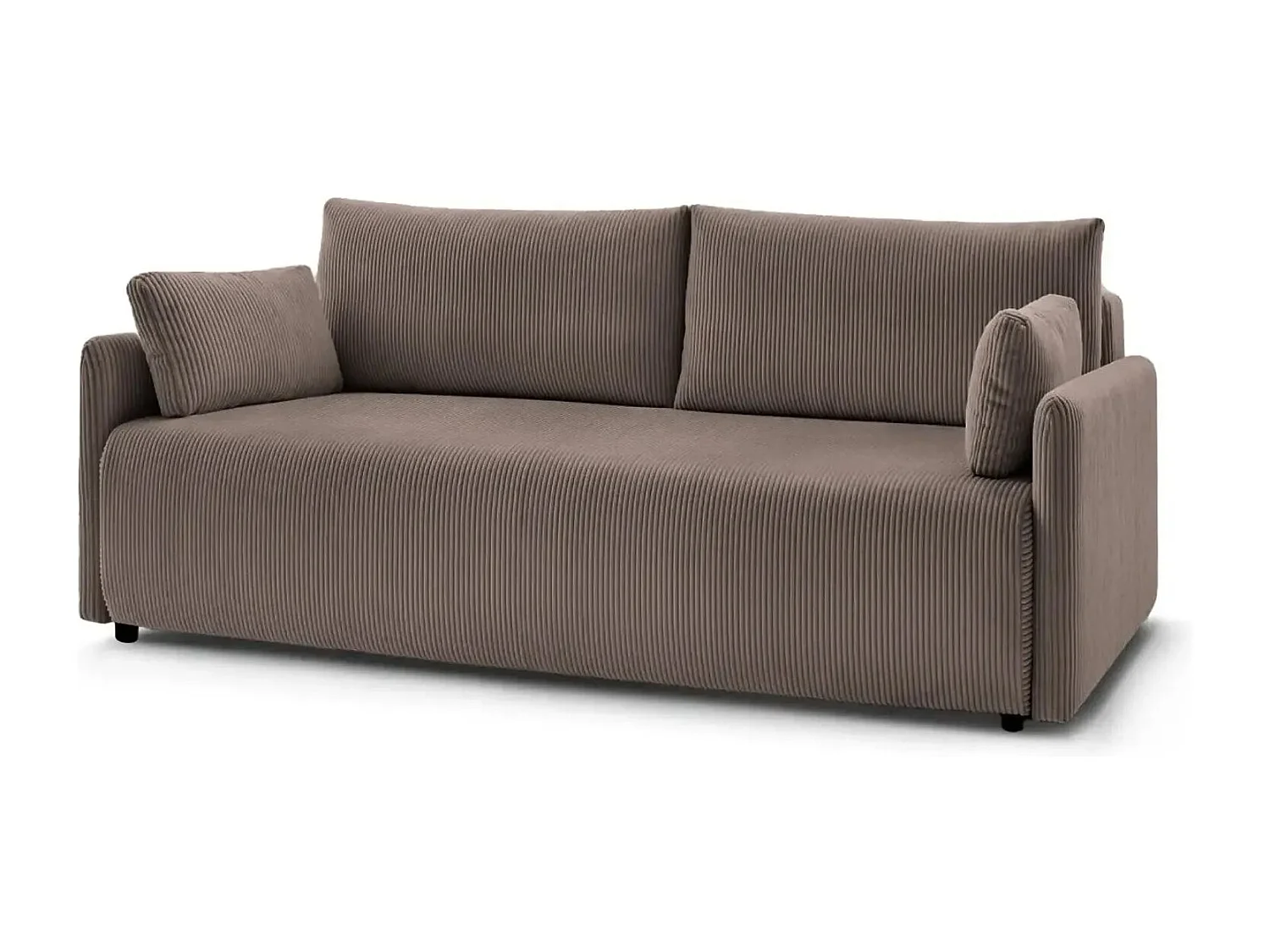 AXELLE - Canapé droit convertible velours côtelé 2 places - Café clair