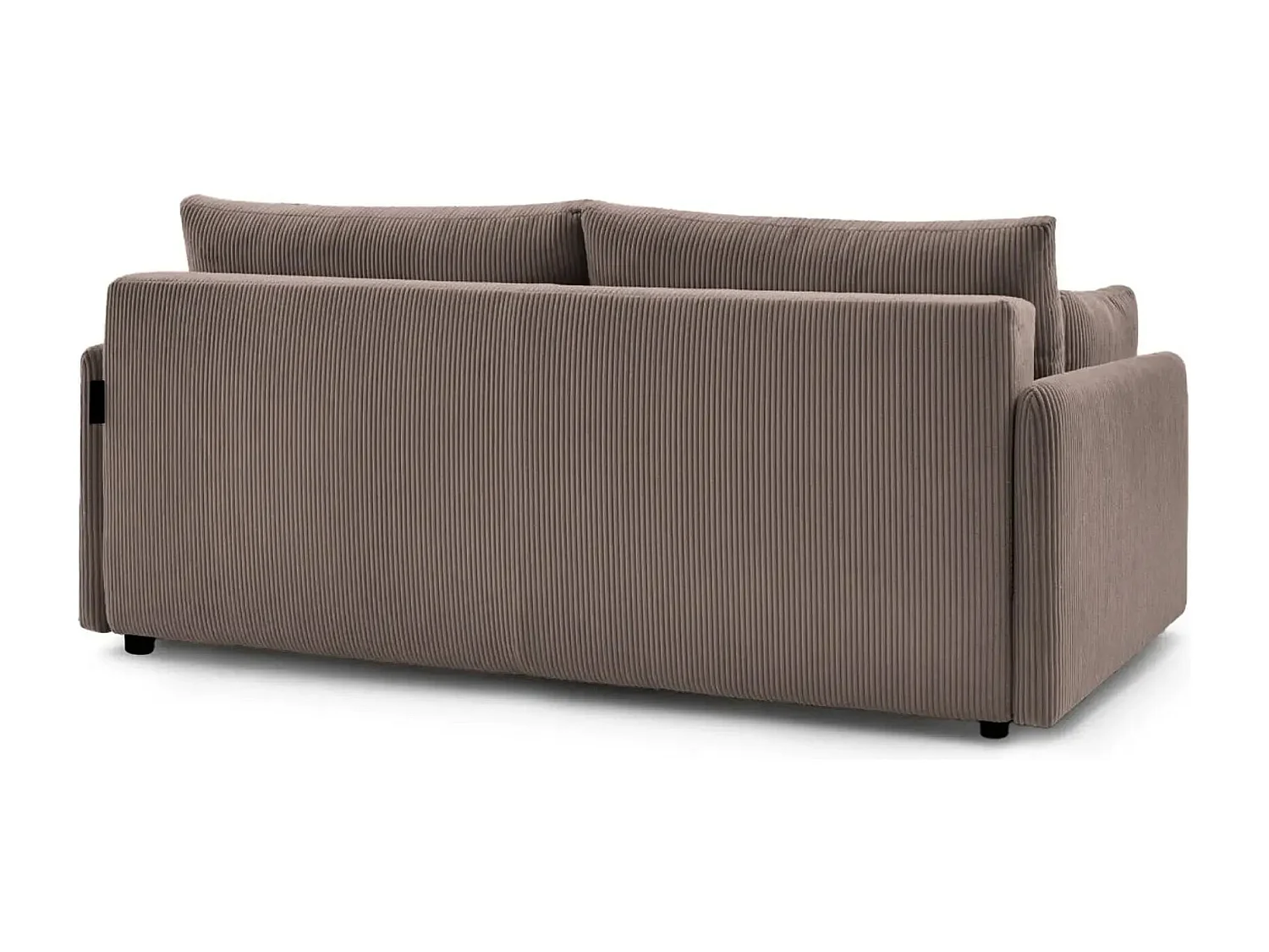 AXELLE - Canapé droit convertible velours côtelé 2 places - Café clair