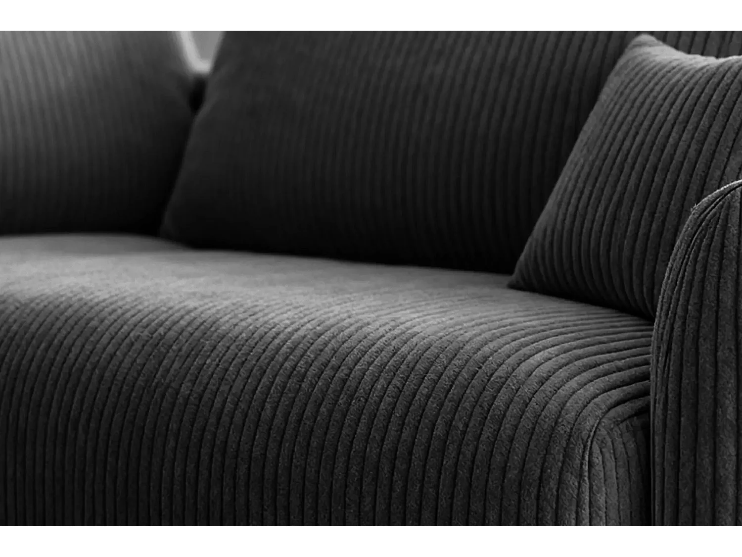 ELIO - Canapé d'angle convertible petit velours côtelé 4 places - Gris foncé