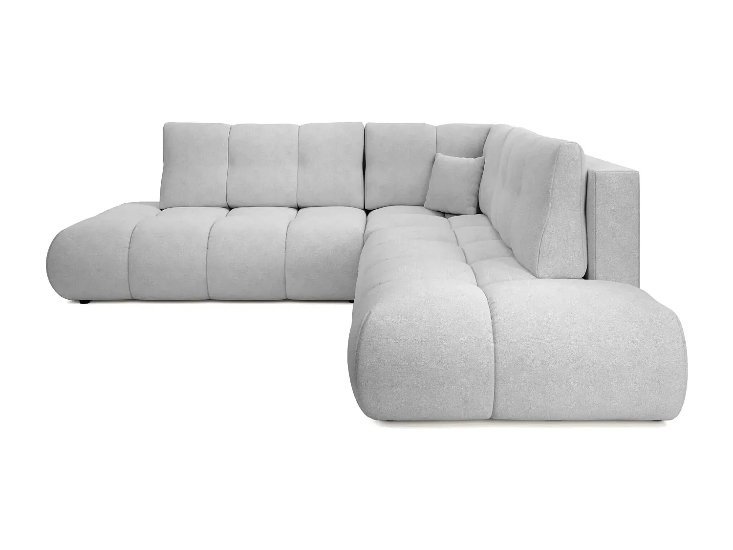 CONSTANCE L - Canapé d'angle convertible tissu chenille 4 places - Gris clair - Droit