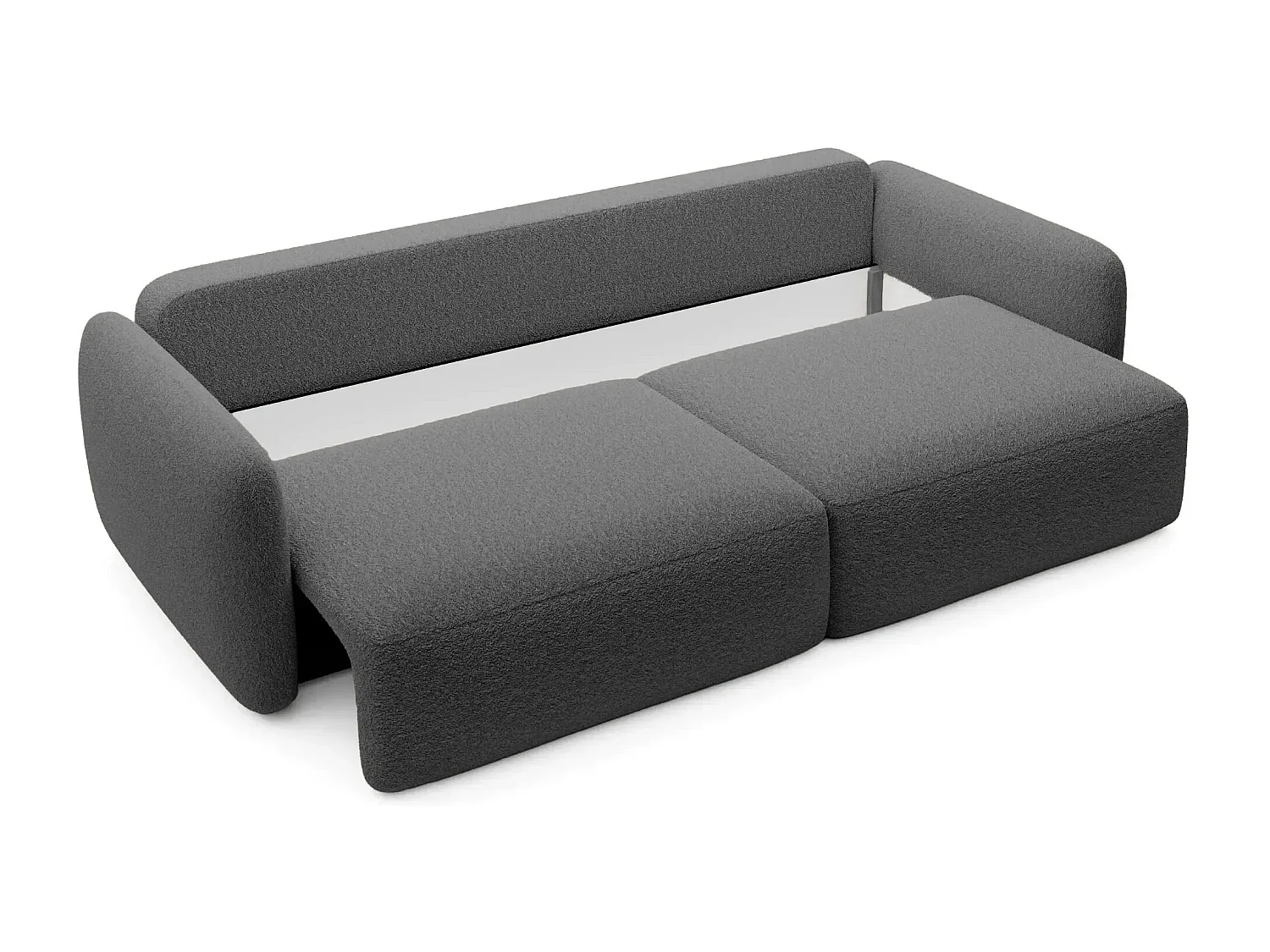 GIGI - Canapé droit convertible tissu bouclette 3 places - Gris foncé