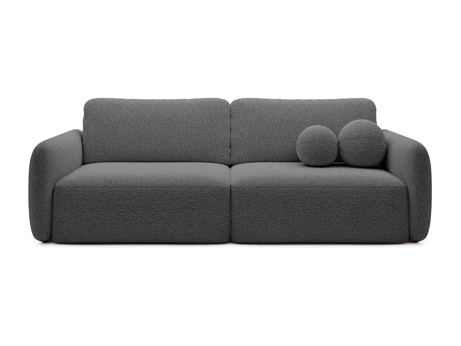 GIGI - Canapé droit convertible tissu bouclette 3 places - Gris foncé