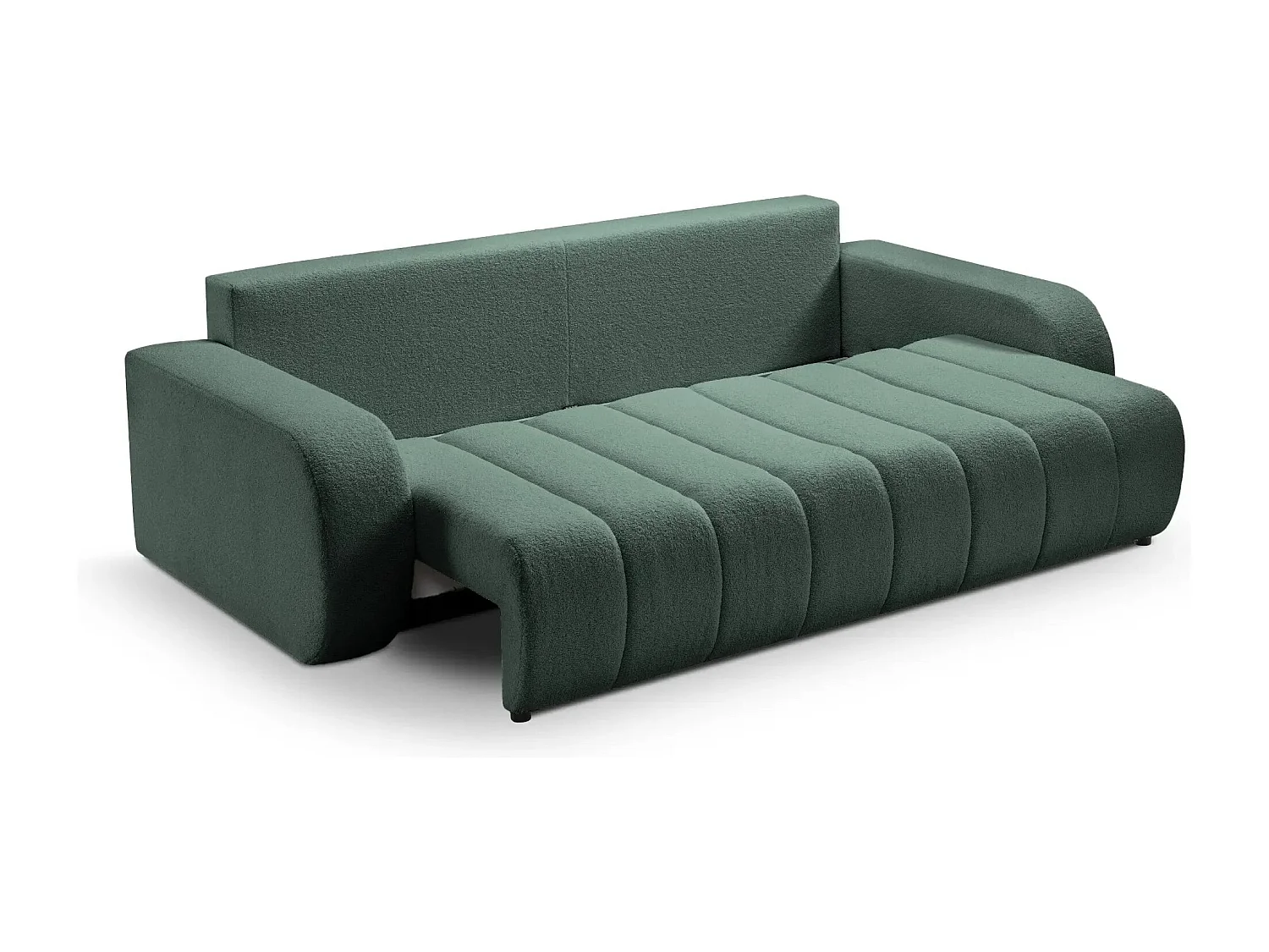 CELESTE - Canapé droit convertible tissu bouclette - Vert