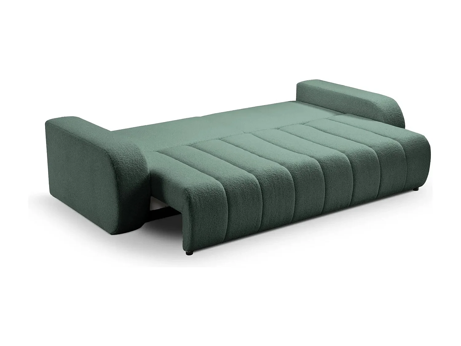 CELESTE - Canapé droit convertible tissu bouclette 3 places - Vert