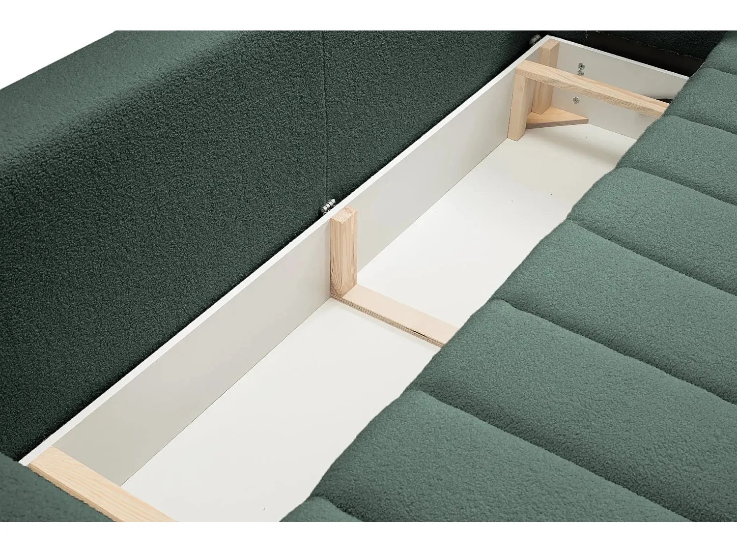 CELESTE - Canapé droit convertible tissu bouclette 3 places - Vert