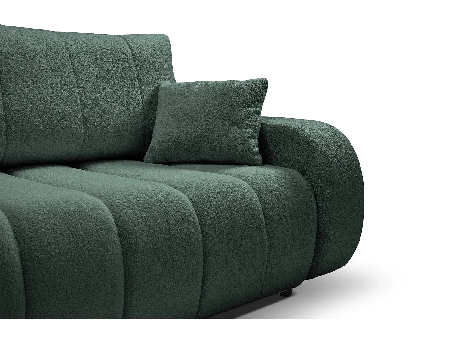 CELESTE - Canapé droit convertible tissu bouclette 3 places - Vert
