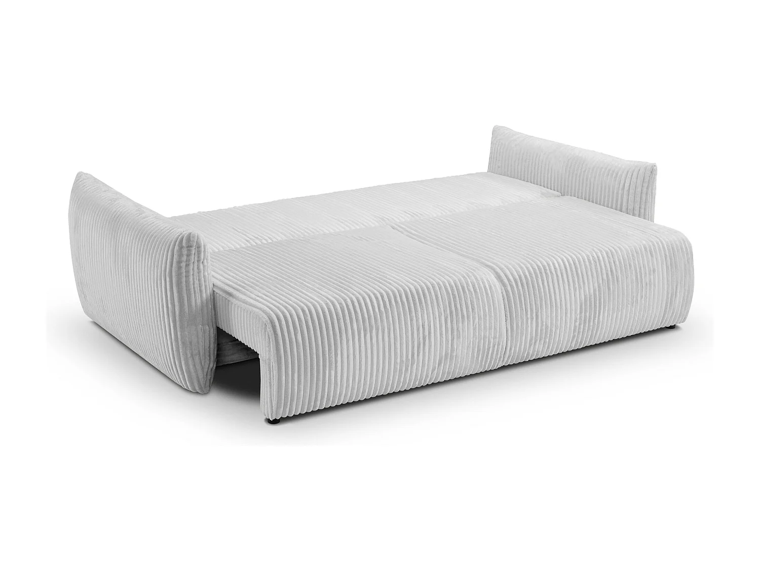 ELIO - Canapé droit convertible gros velours côtelé - Gris clair