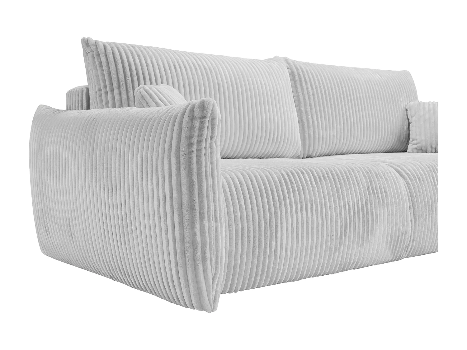 ELIO - Canapé droit convertible gros velours côtelé - Gris clair