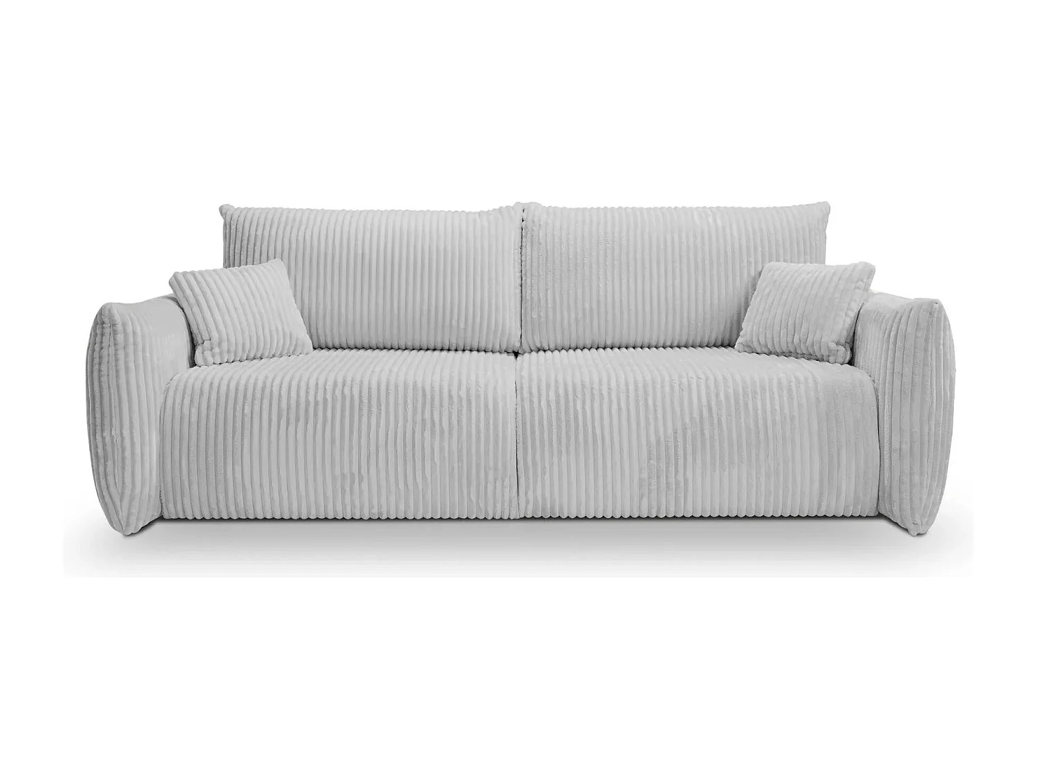 ELIO - Canapé droit convertible gros velours côtelé 3 places - Gris clair