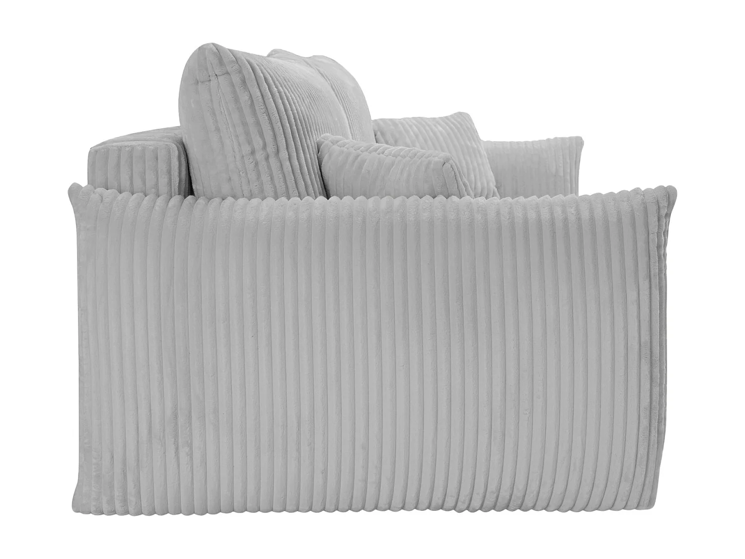 ELIO - Canapé droit convertible gros velours côtelé 3 places - Gris clair