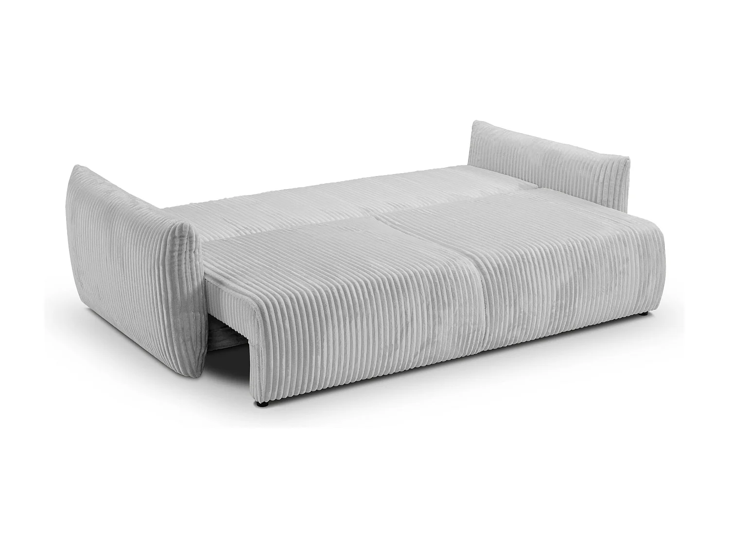 ELIO - Canapé droit convertible gros velours côtelé 3 places - Gris clair