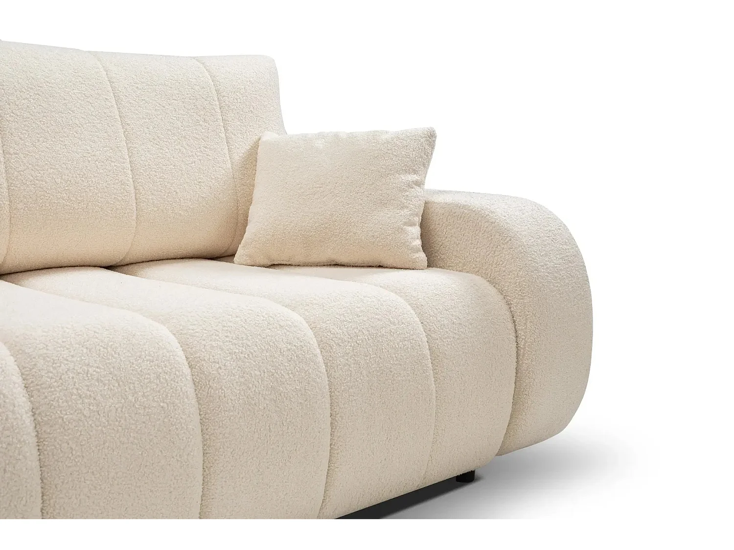 CELESTE - Canapé droit convertible tissu bouclette 3 places - Beige