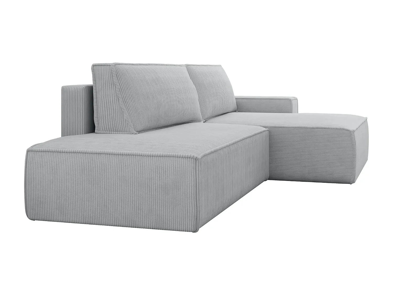 JADE - d'angle convertible velours côtelé - Gris clair - Droit