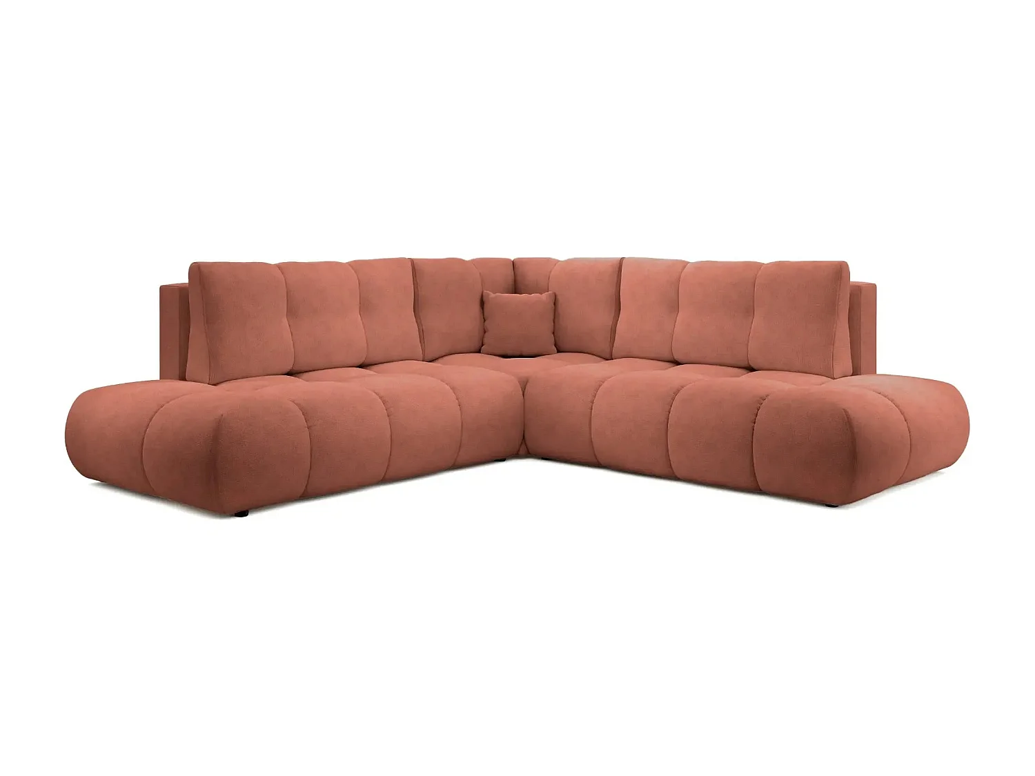 CONSTANCE L - Canapé d'angle convertible tissu chenille 4 places - Café - Droit