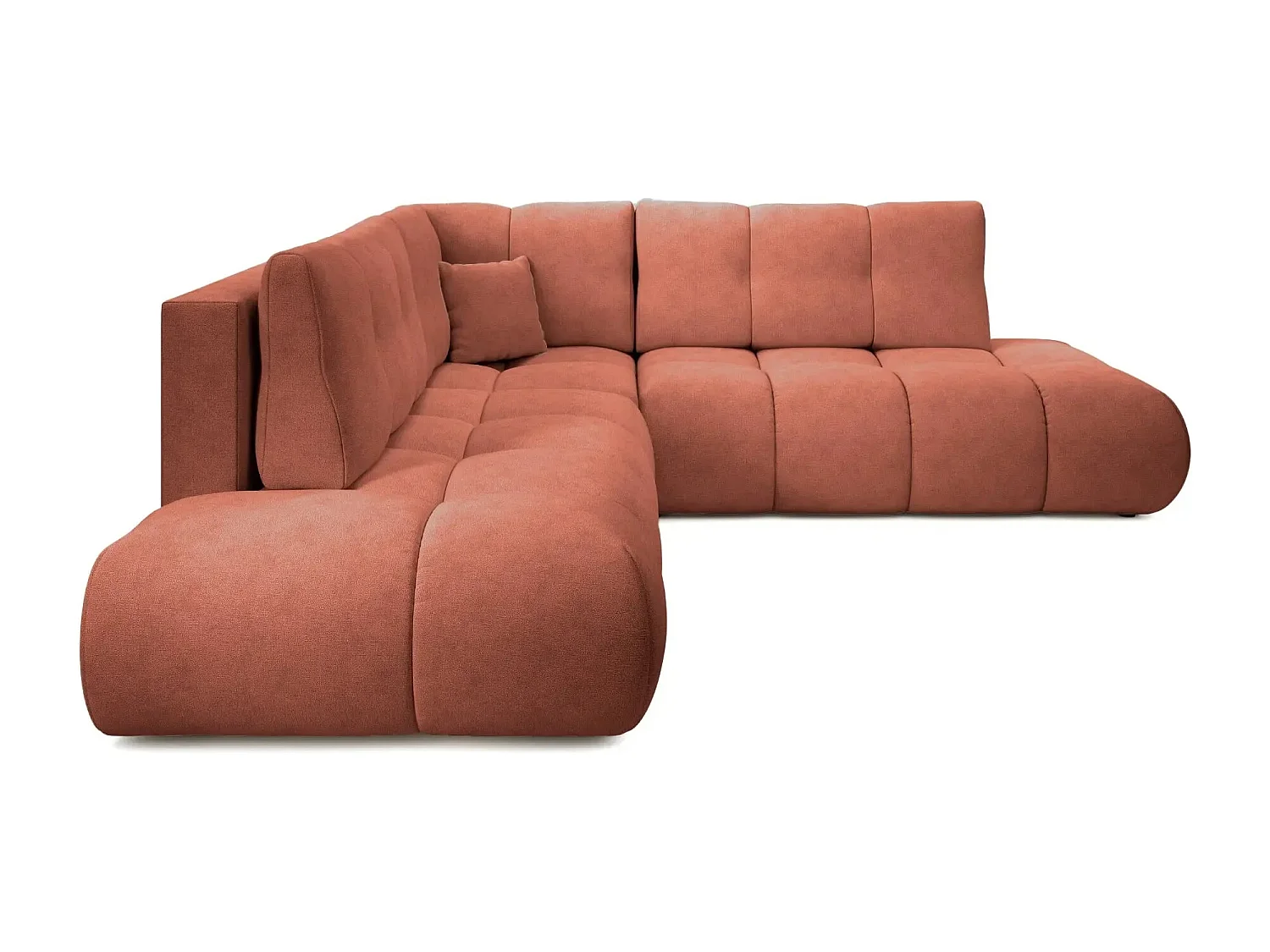 CONSTANCE L - Canapé d'angle convertible tissu chenille 4 places - Café - Droit