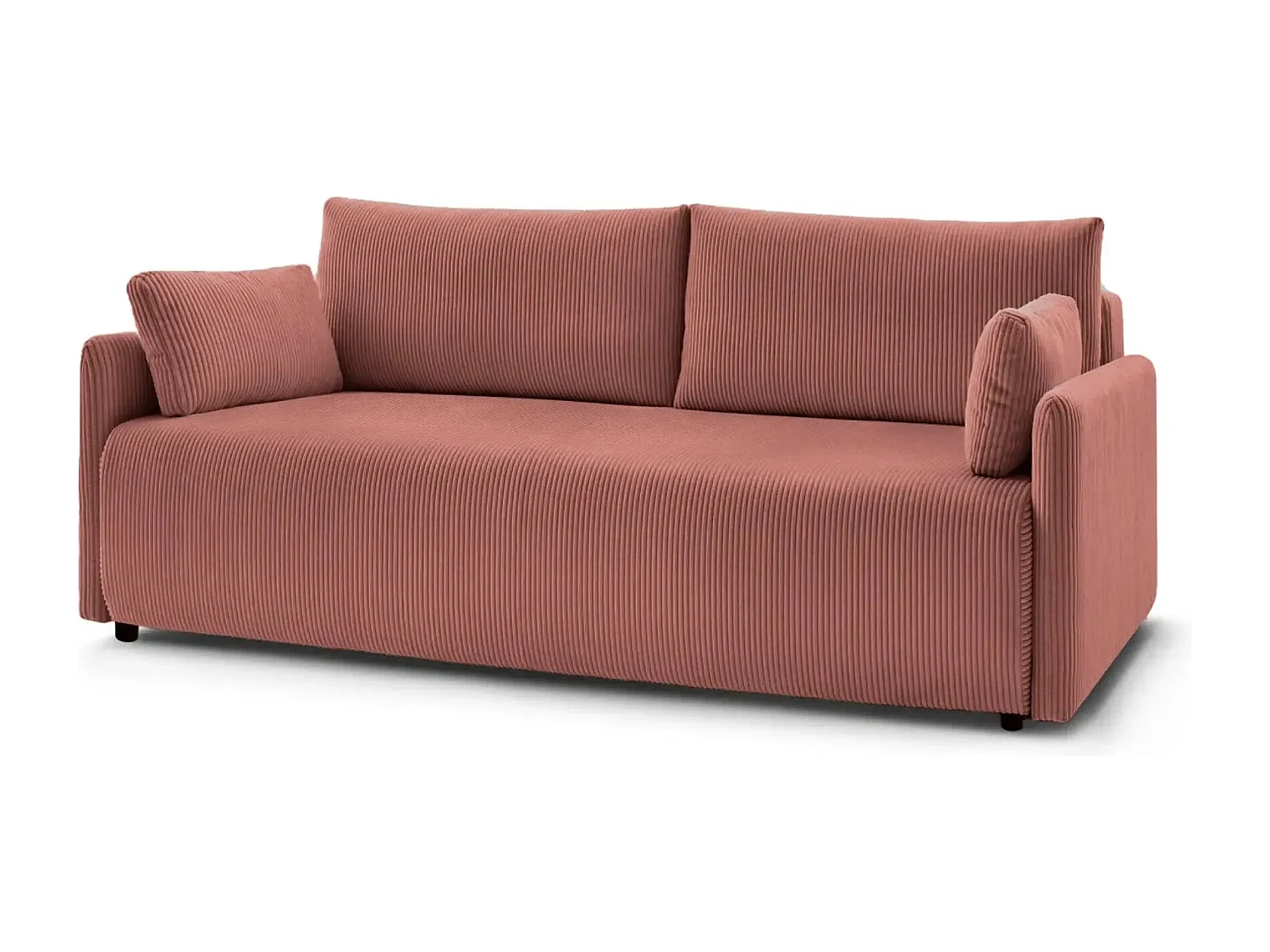 AXELLE - Canapé droit convertible velours côtelé - Rose