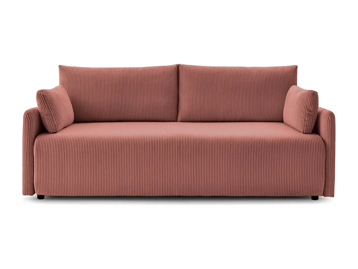 AXELLE - Canapé droit convertible velours côtelé - Rose