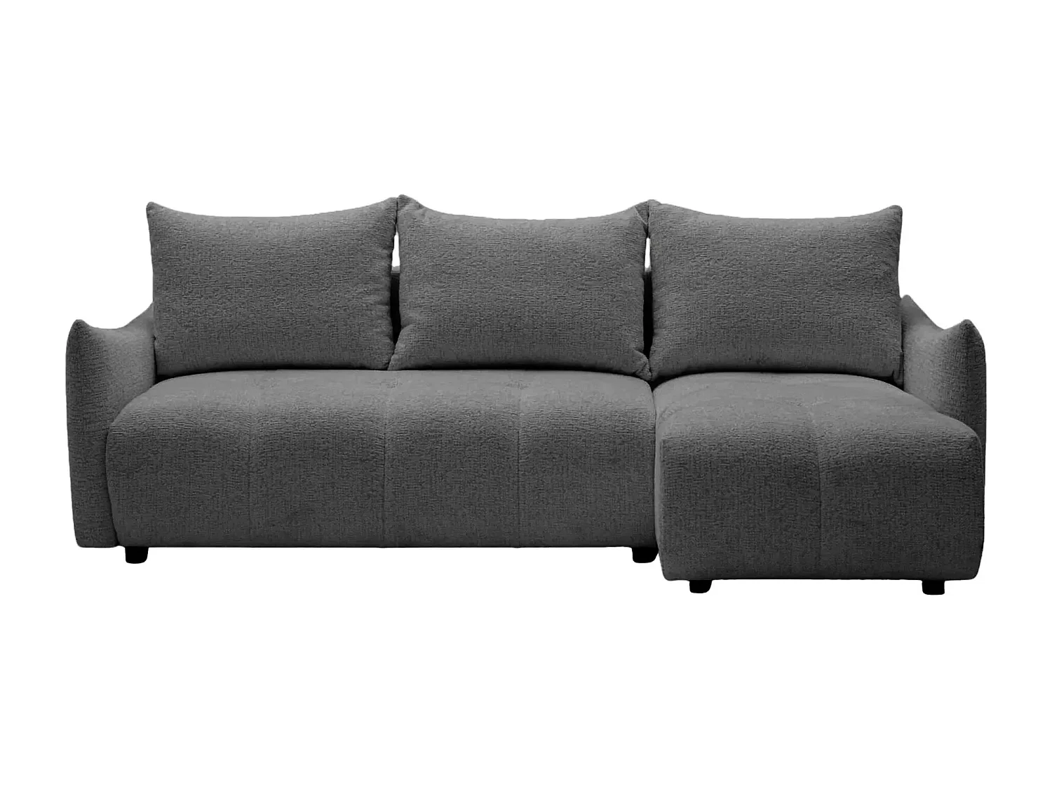 CELINE - Canapé d'angle convertible tissu chenille 4 places - Gris - 128cm