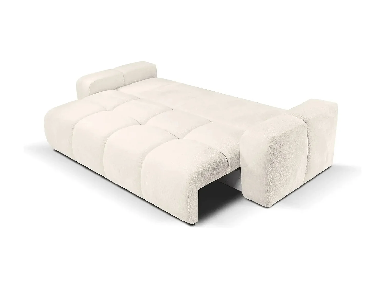 CONSTANCE - Canapé droit convertible tissu chenille - Beige