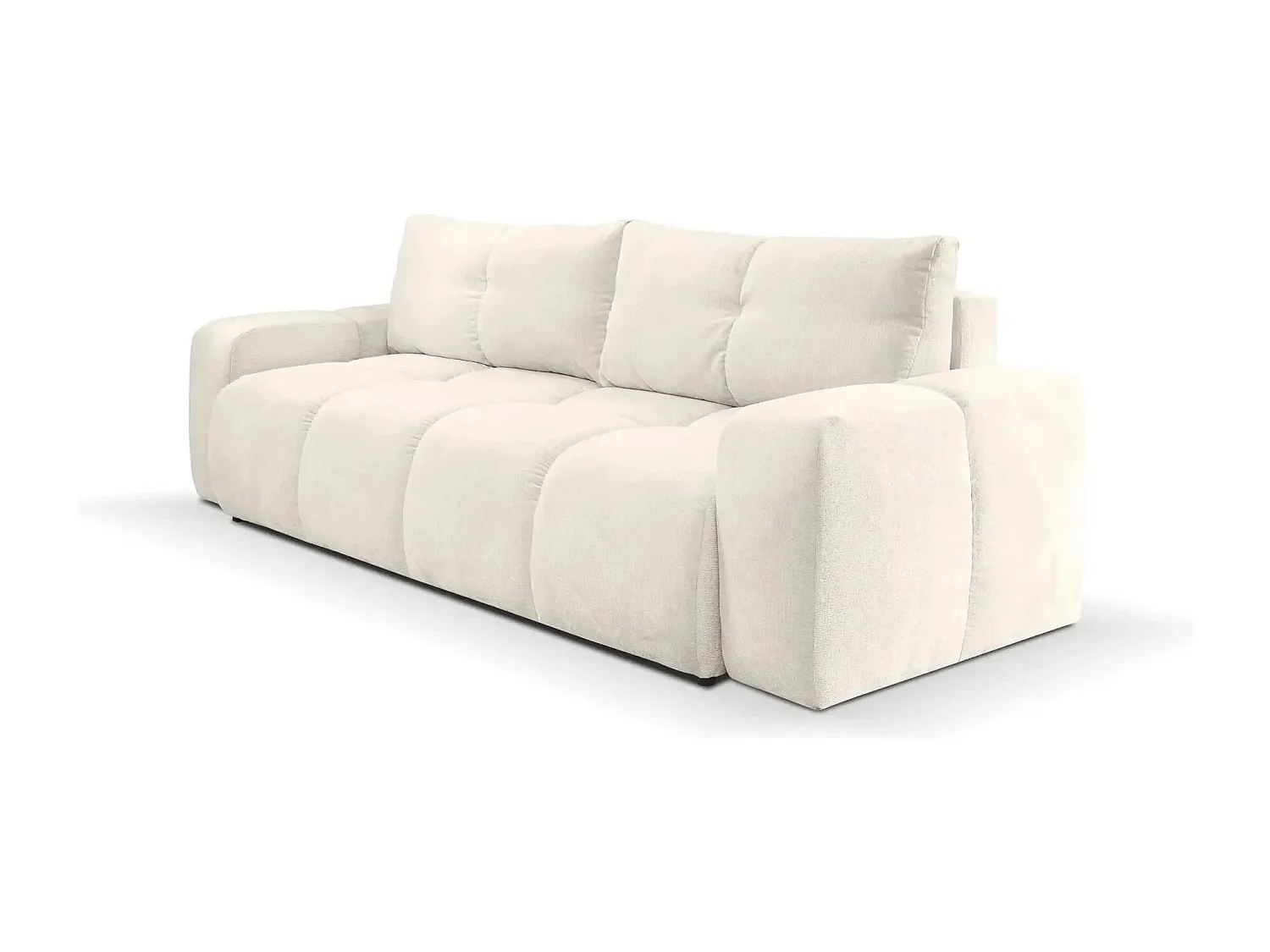 CONSTANCE - Canapé droit convertible tissu chenille 3 places - Beige