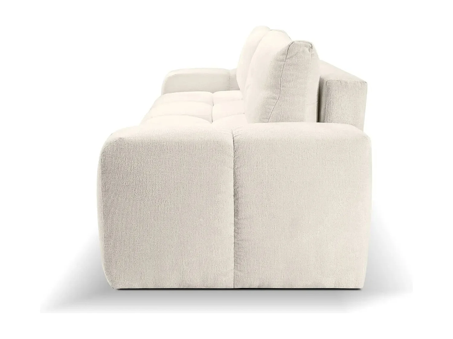 CONSTANCE - Canapé droit convertible tissu chenille 3 places - Beige