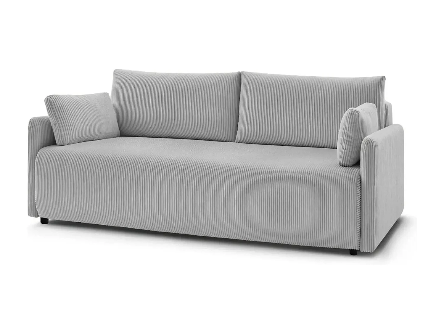 AXELLE - Canapé droit convertible velours côtelé - Gris clair