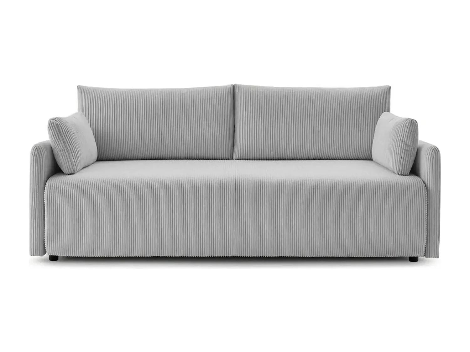 AXELLE - Canapé droit convertible velours côtelé 2 places - Gris clair