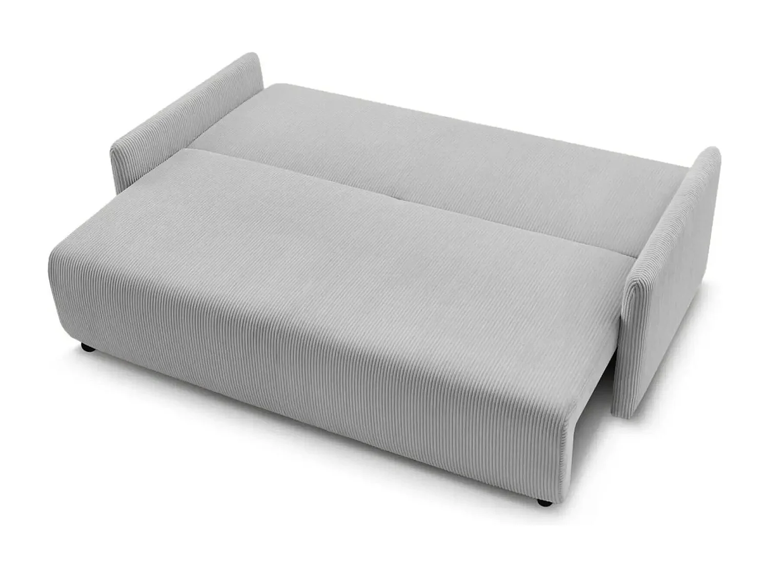 AXELLE - Canapé droit convertible velours côtelé 2 places - Gris clair