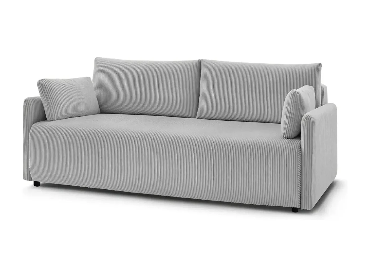 AXELLE - Canapé droit convertible velours côtelé 2 places - Gris clair