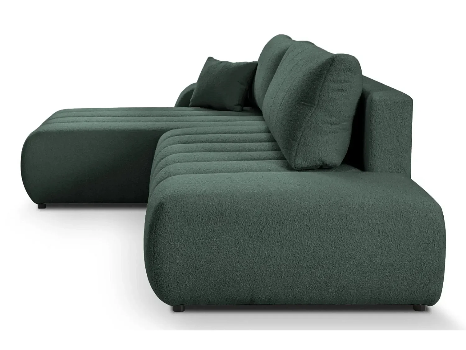 CELESTE - Canapé d'angle convertible tissu bouclette - Vert - Droit