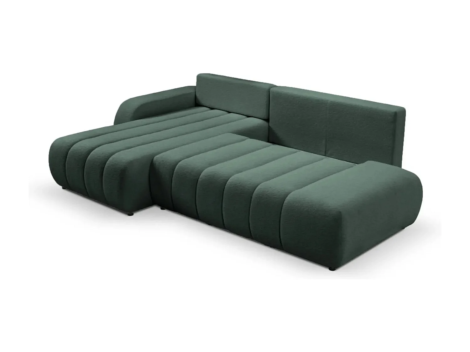 CELESTE - Canapé d'angle convertible tissu bouclette 4 places - Vert - Droit