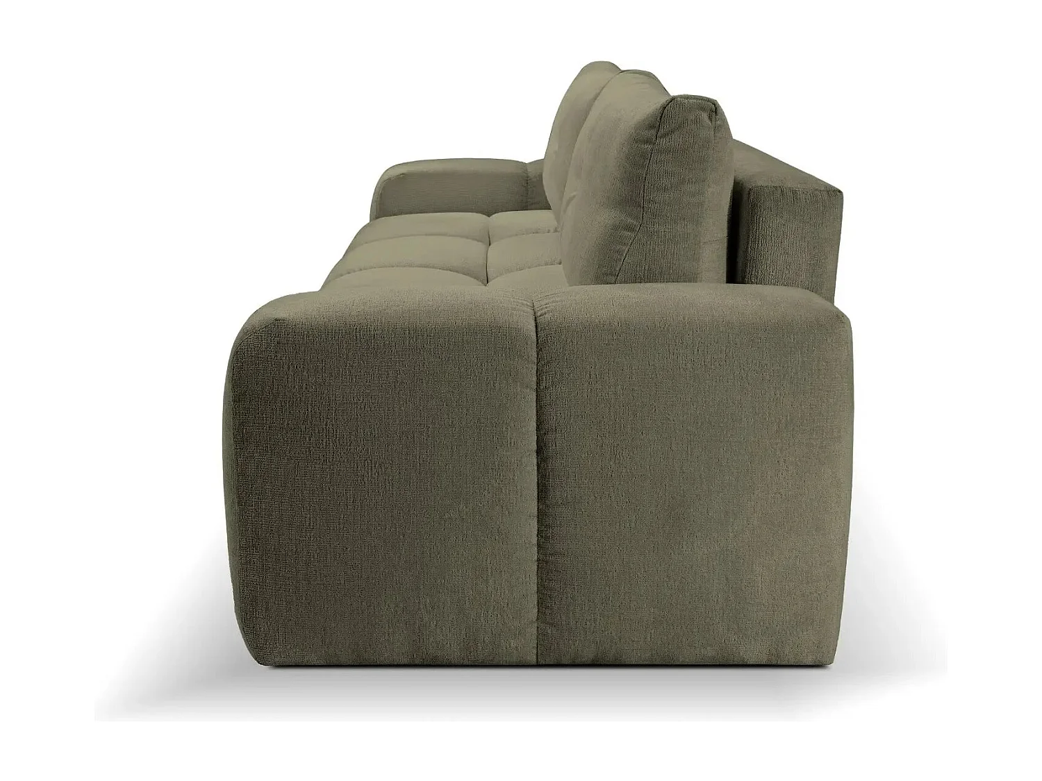 CONSTANCE - Canapé droit convertible tissu chenille - Vert