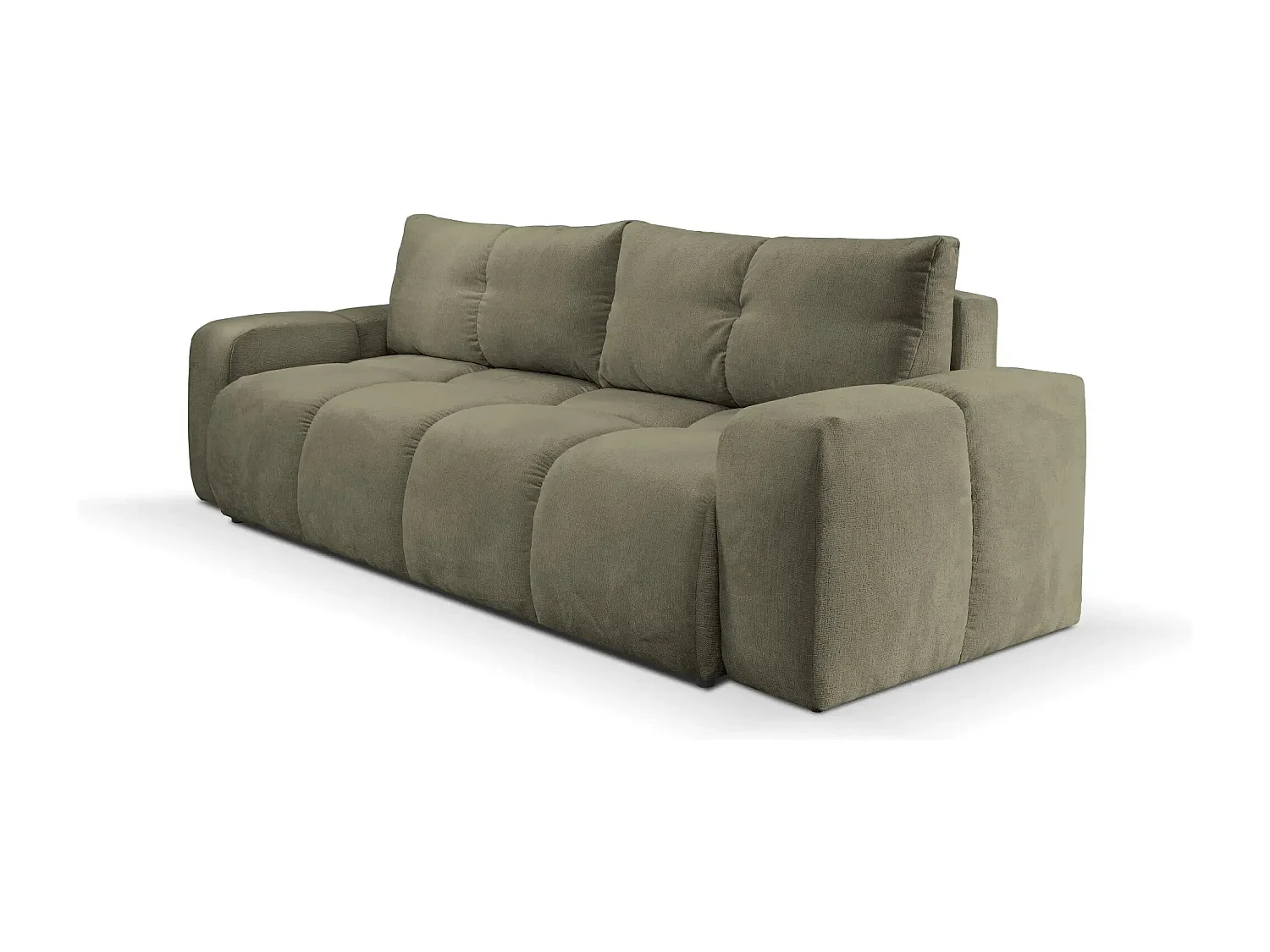 CONSTANCE - Canapé droit convertible tissu chenille - Vert