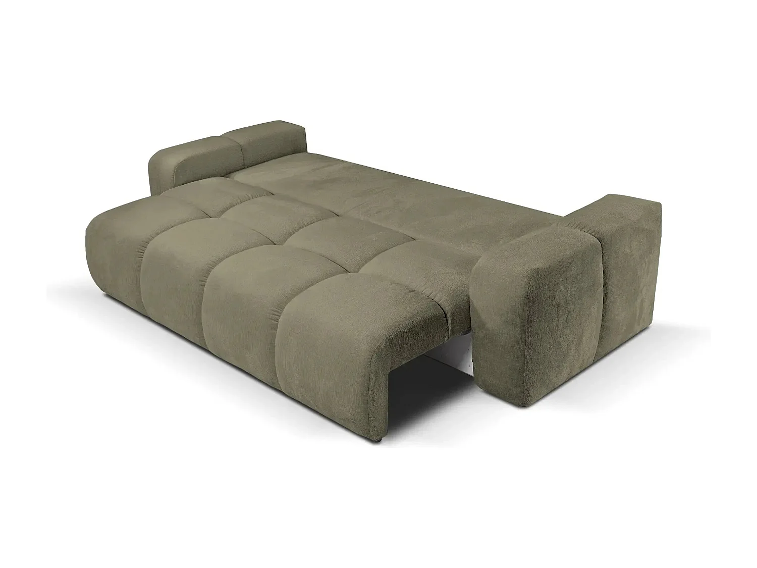 CONSTANCE - Canapé droit convertible tissu chenille 3 places - Vert