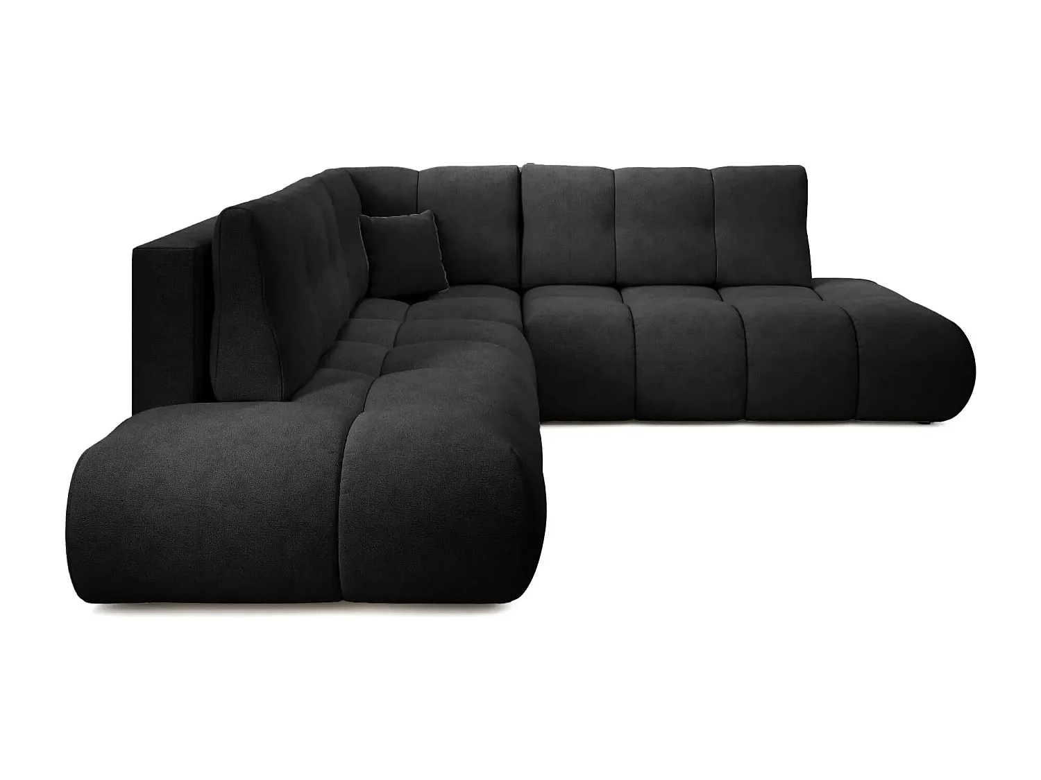 CONSTANCE L - Canapé d'angle convertible tissu chenille 4 places - Terracotta - Droit