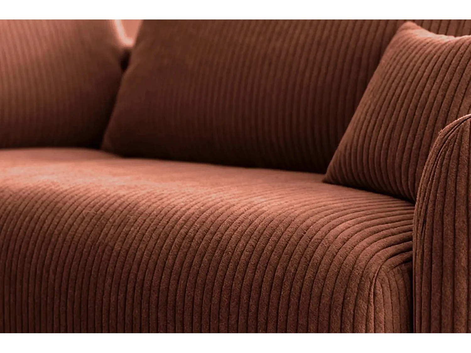 ELIO - Canapé d'angle convertible petit velours côtelé - Terracotta