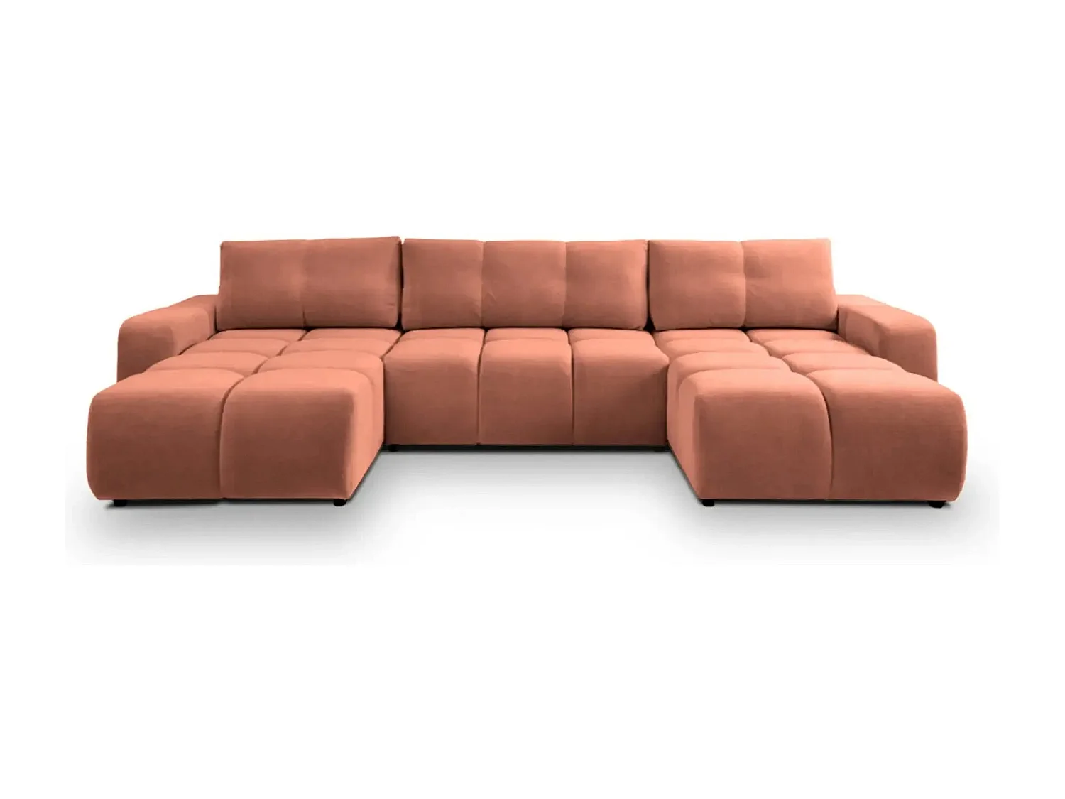 CONSTANCE - Canapé panoramique convertible tissu chenille - Terracotta