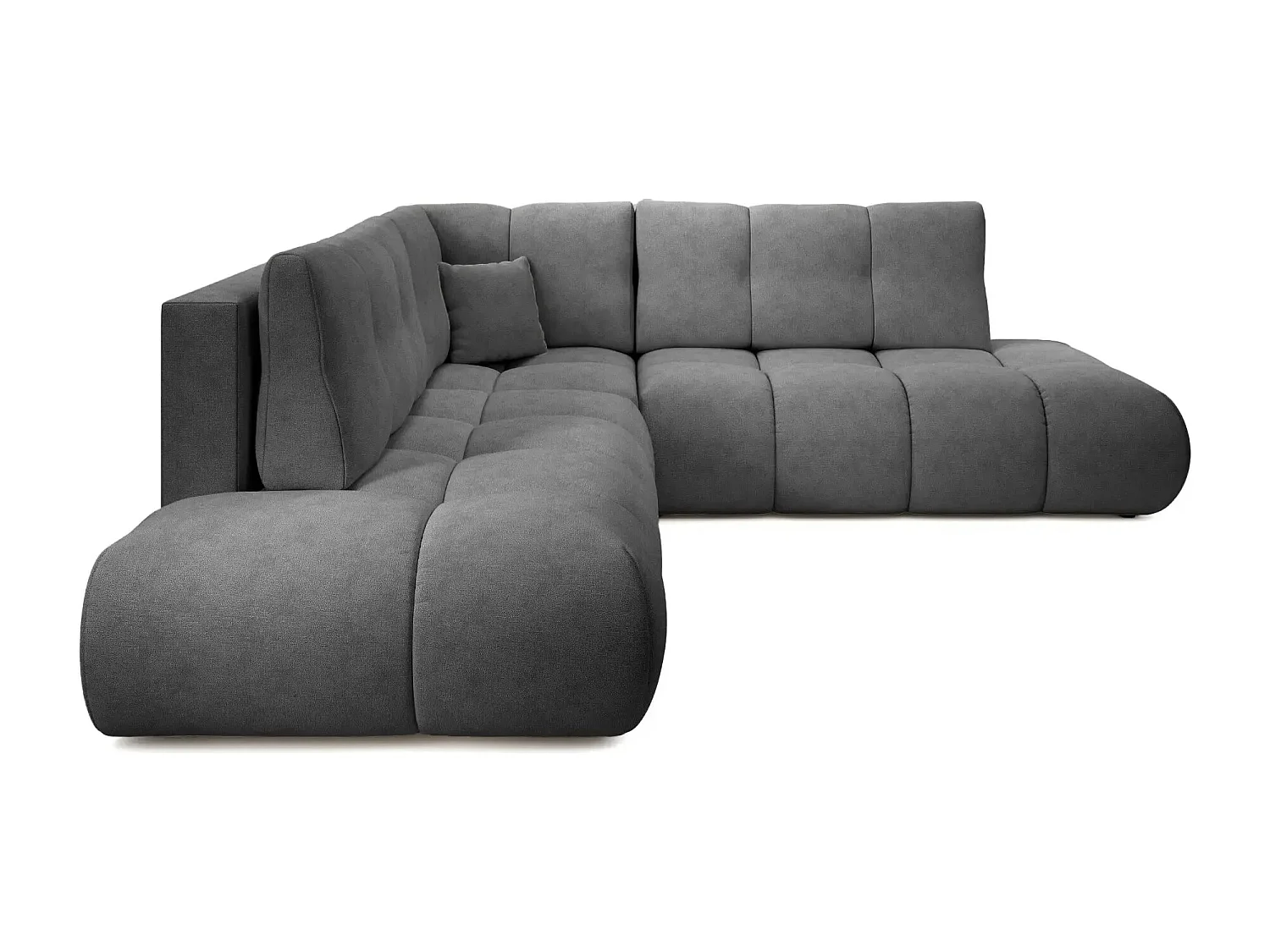 CONSTANCE L - Canapé d'angle convertible tissu chenille 4 places - Gris anthracite - Gauche