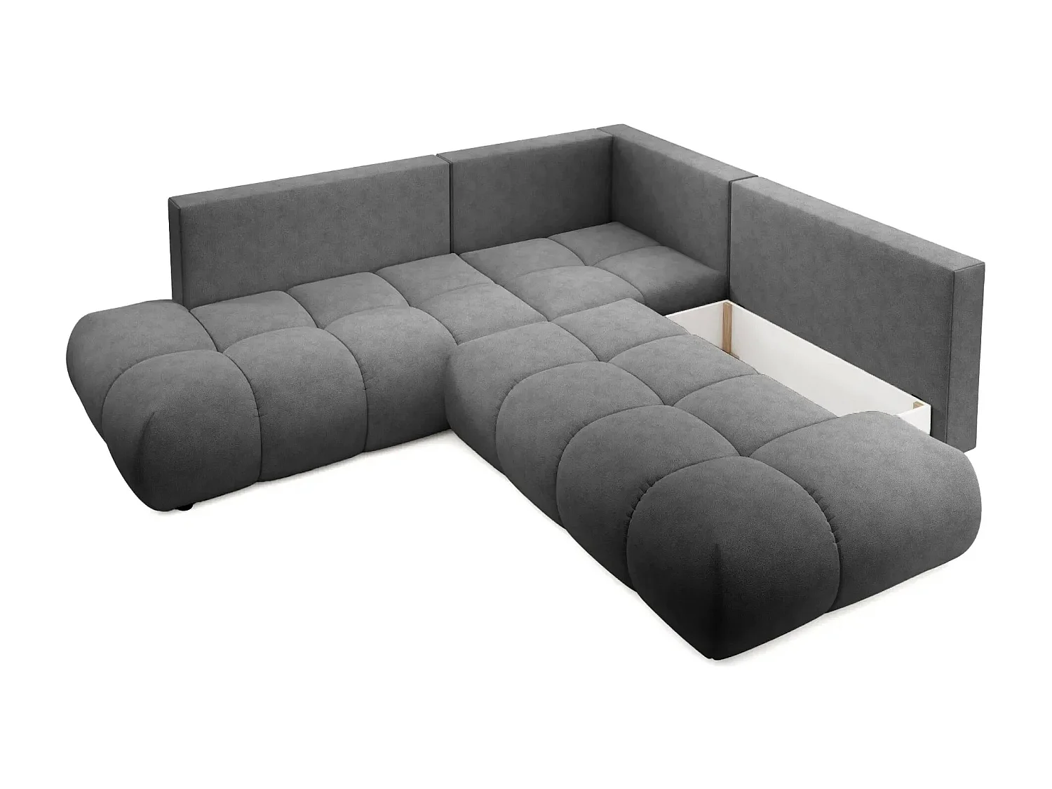 CONSTANCE L - Canapé d'angle convertible tissu chenille 4 places - Gris anthracite - Gauche