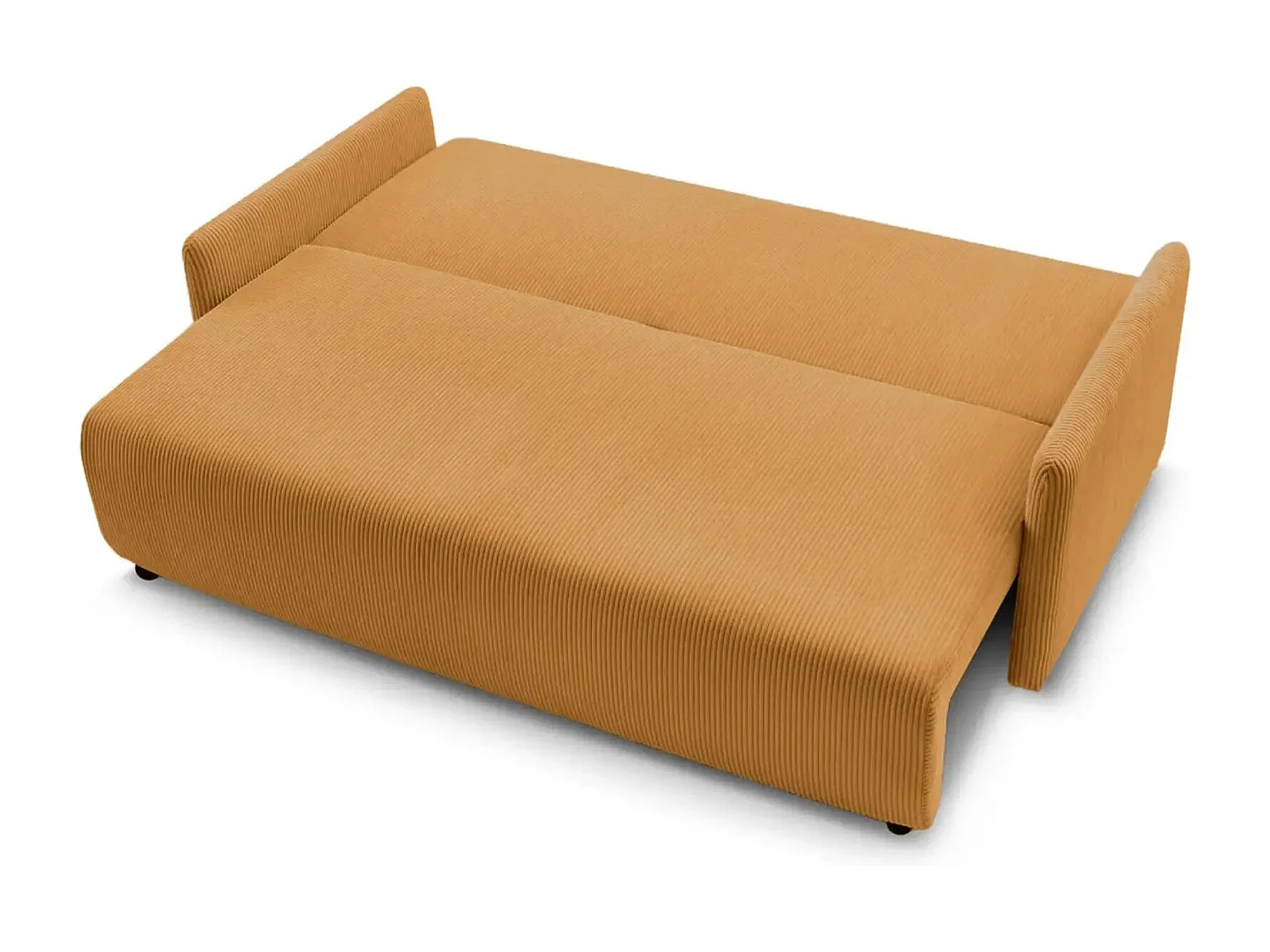 AXELLE - Canapé droit convertible velours côtelé - Jaune