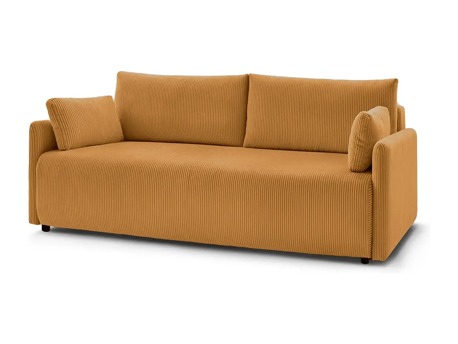 AXELLE - Canapé droit convertible velours côtelé - Jaune