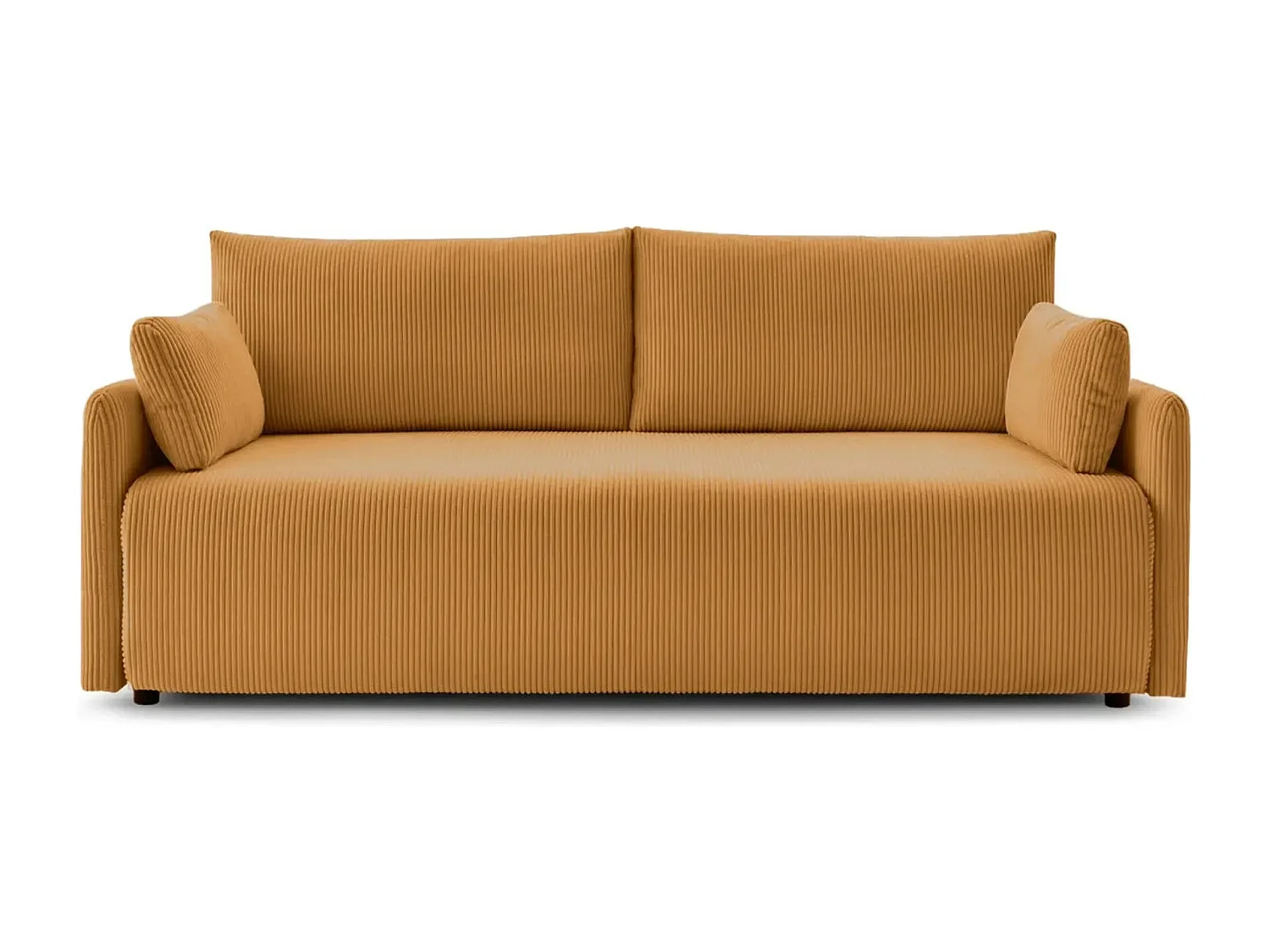 AXELLE - Canapé droit convertible velours côtelé - Jaune