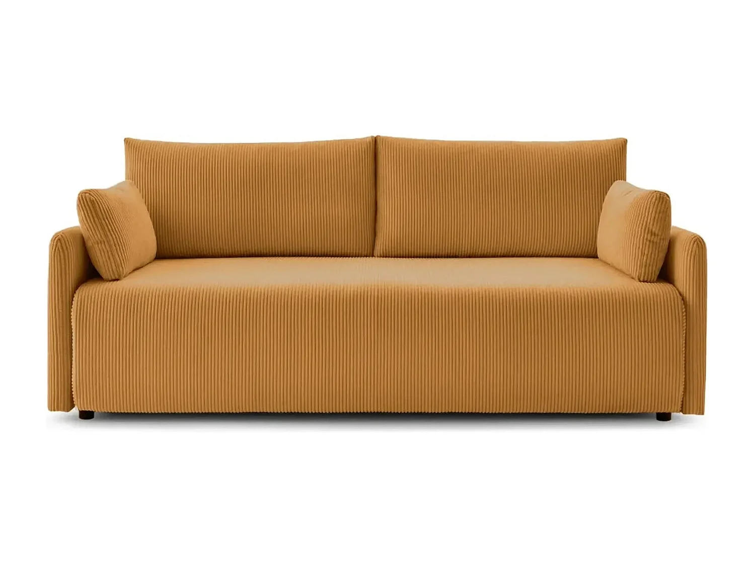 AXELLE - Canapé droit convertible velours côtelé 2 places - Jaune
