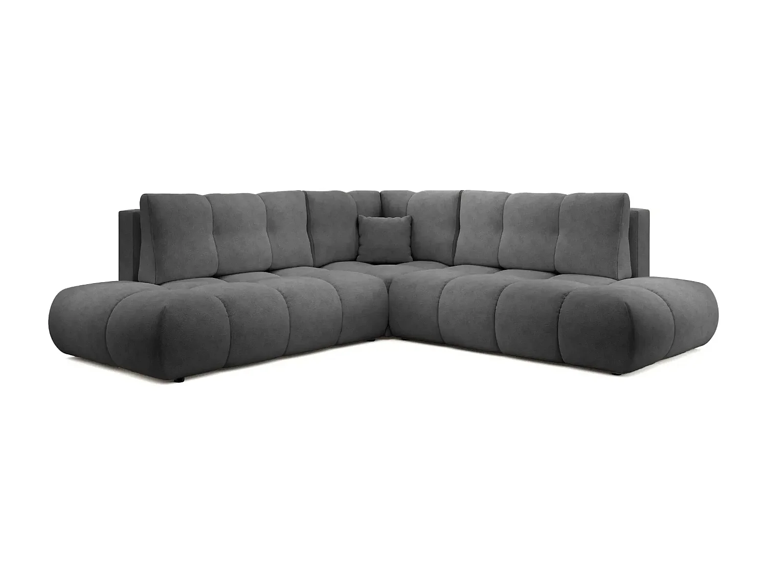 CONSTANCE L - Canapé d'angle convertible tissu chenille 4 places - Gris anthracite - Droit